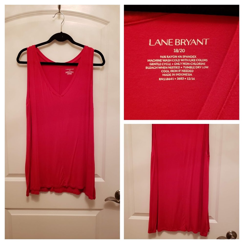 Red knit swing style vee neck tank top